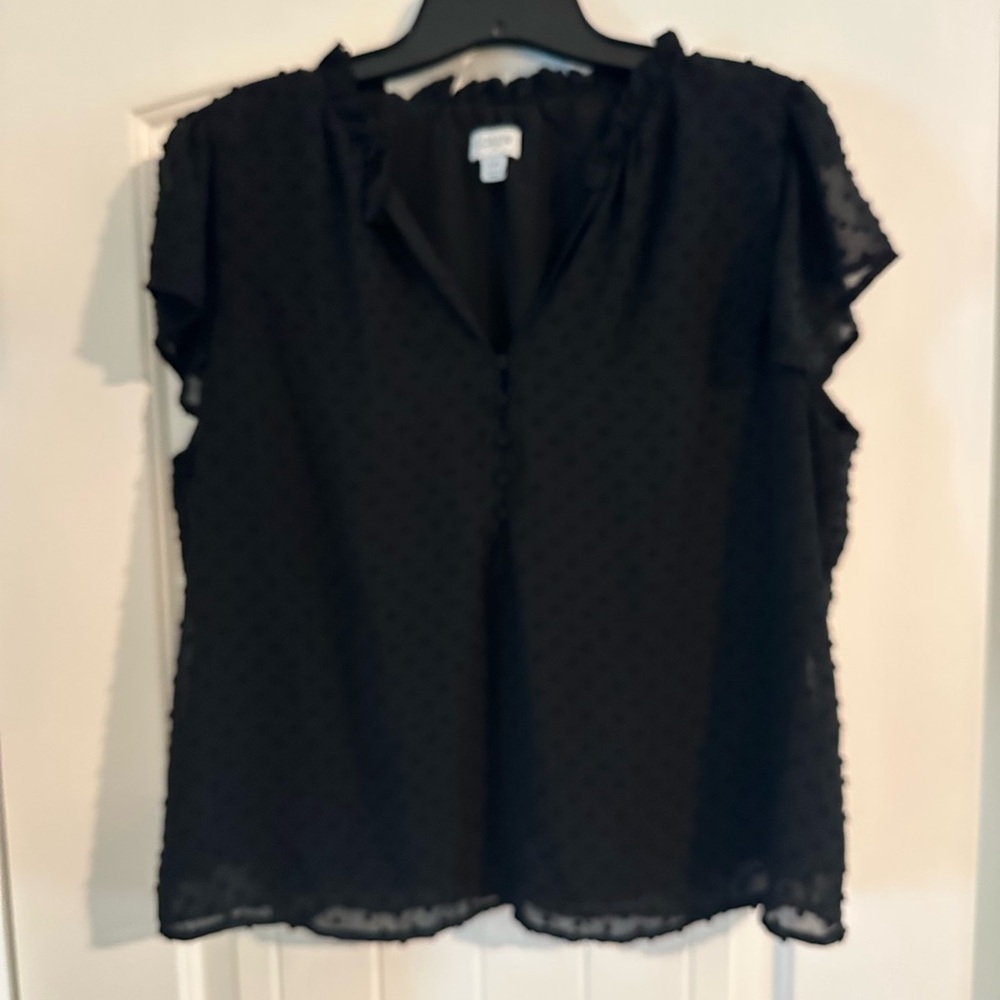 J. Crew Factory Black Dotted Blouse